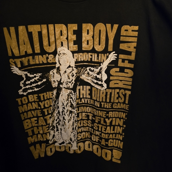 Ric Flair Nature Boy black & gold WWE shirt Sz 4x P2P 29 EUC - Picture 1 of 2
